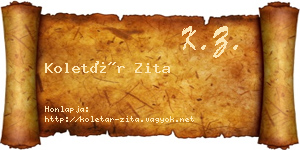 Koletár Zita névjegykártya